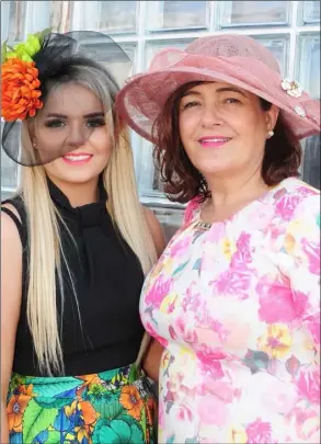  ??  ?? Dearbhla Anderson and Aileen Anderson at the dual race day at Dundalk Stadium.