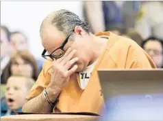  ??  ?? DEKRAAI reacts during sentencing for the killings of eight people in Seal Beach in 2011. Judge Thomas Goethals called him “the face of evil.”