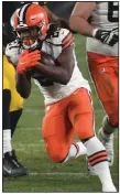  ?? (AP/Justin Berl) ?? Running back Kareem Hunt will square off against his former team when the Cleveland Browns travel to take on the Kansas City Chiefs in the divisional round of the NFL playoffs on Sunday.