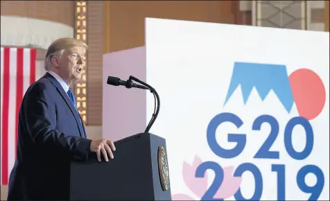  ?? SUSAN WALSH/AP ?? At the G-20 summit on Saturday, President Donald Trump said U.S. companies can sell to Chinese telecom giant Huawei.