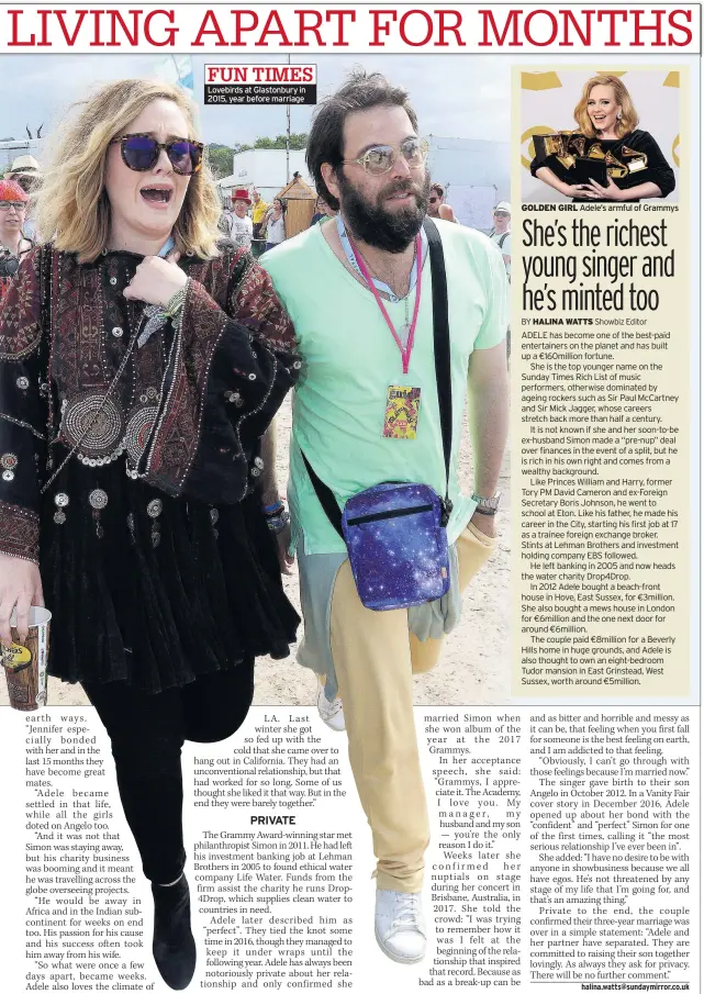  ??  ?? Lovebirds at Glastonbur­y in 2015, year before marriage