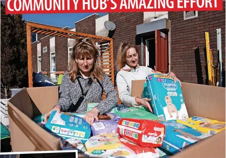  ?? ?? Volunteers organise donations to help the people of Ukraine at the Newcastle Polish Centre in Elswick, Newcastle. Inset, Kamil Tankiewicz