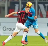  ?? (Ap) ?? DebuttoIl polacco Piatek, 23 anni, al suo primo spezzone di partita con la maglia del Milan: col Genoa in questo campionato ha fatto 13 gol