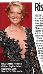  ??  ?? RADIANT: Actress Gillian Taylforth had treatment with Sinclair’s Silhouette