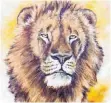  ??  ?? Tiermaleri­n Celine Gentner malt besonders gerne Raubkatzen, so auch Löwen.