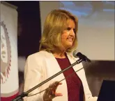  ??  ?? Joan Burton TD at St Michael’s Theatre.