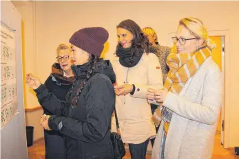  ?? SZ-FOTO: KÖ ?? Mütter beurteilen mit grünen Punkten, wie sie die Sicherheit auf Ehingens Straßen finden.