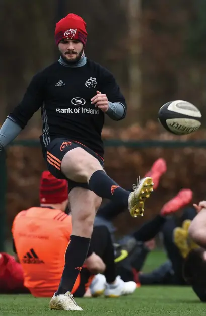  ??  ?? Bill Johnston is hoping that strong performanc­es for Munster’s A team in the B&I Cup will help him towards earning a shot in the Pro14 team