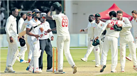  ??  ?? Even playing field: Zimbabwe proved themselves the equals of Sri Lanka during a drawn second Test in Harare after taking a big first-innings lead