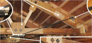  ??  ?? The trusses were strengthen­ed by adding the missing gussets, additional lumber, and strengthen­ing weak spots
in the grade F lumber used.