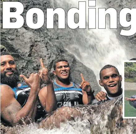  ??  ?? LEFT: Fiji Airways Flying Fijians reps Waisea Nayacalevu, Veremalua Vugakoto and Leone Nakarawa.