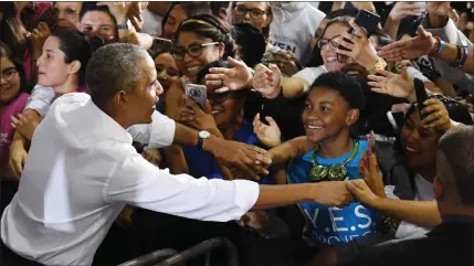  ?? Picture: Ethan Miller/getty ?? „ Former US President Barack Obama greets supporters after speaking at a get-out-the-vote rally at the Cox Pavilion as he campaigns for Nevada Democratic candidates in Las Vegas, Nevada.