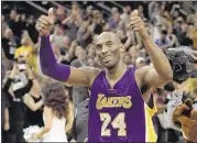  ?? ASSOCIATED PRESS FILES ?? Los Angeles Lakers guard Kobe Br yant, 37, is a four-time MVP of the All-Star Game and it s career scoring leader, though he’s just t wo point s ahead of LeBron James.