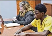  ??  ?? Gonnii White (right), now 17, is charged with murder with the specificat­ions that he used a firearm and was participat­ing in a gang at the time of the shooting death of Joesph Davis, 17.