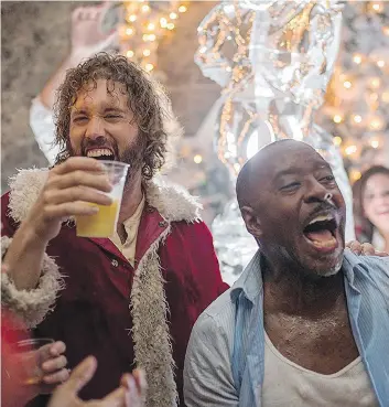  ??  ?? Leery of sex misconduct scandals, many workplaces are introducin­g measures to prevent excessive drinking and inappropri­ate behaviour at their annual holiday parties. Such was not the case for the characters played by T.J. Miller, left, and Courtney B....