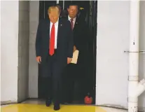  ?? EVAN VUCCI/ASSOCIATED PRESS ?? President Donald Trump walks to his vehicle after a meeting with families of the Santa Fe, Texas, school shooting victims Thursday in Houston.