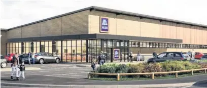  ??  ?? A CGI of the proposed Aldi building at Henrietta Street, Bacup