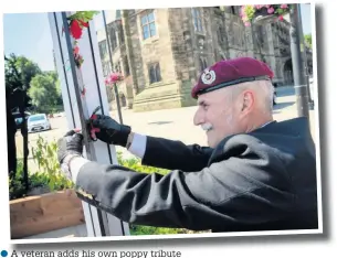  ??  ?? ●●A veteran adds his own poppy tribute