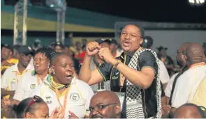 ??  ?? NUMBERS GAME: ANC Eastern Cape spokesman Mlibo Qoboshiyan­e, in black shirt, says the latest drop in member numbers relates only to branches audited for next month’s provincial conference.