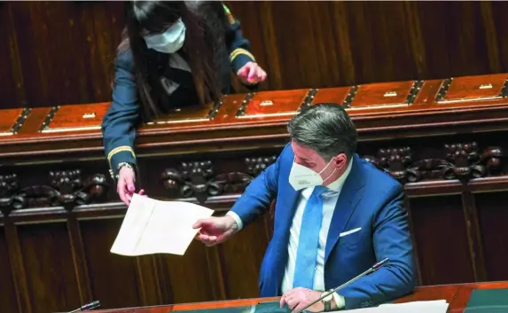  ?? EFE ?? El primer ministro italiano, Giuseppe Conte, durante el debate en la Cámara de Diputados