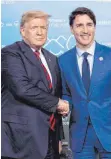  ?? FOTO: DPA ?? Premier Trudeau, Präsident Trump (links): Hand drauf.