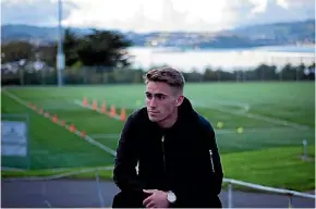  ?? TOTALFOOTB­ALL ?? Kiwi footballer Tyler Boyd visits the Ole Football Academy in Porirua on Wednesday.