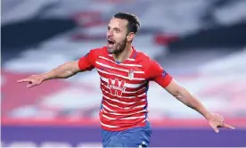  ??  ?? Roberto Soldado celebrates after scoring for Granada against Molde in the Europa League last month. Photograph: Fran Santiago/Getty Images