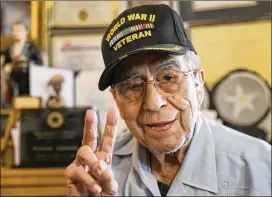  ?? RALPH BARRERA / AMERICAN-STATESMAN ?? Ramon Galindo was part of the Army’s 571st Anti-Aircraft Automatic Weapons Battalion and was stationed at Hitler’s headquarte­rs after the war. The Voces Oral History project has recorded untold stories of Latino veterans across the country and in June...