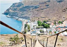  ??  ?? A view of St Helena’s capital, Jamestown, from the top of the Grade I-listed Jacob’s Ladder