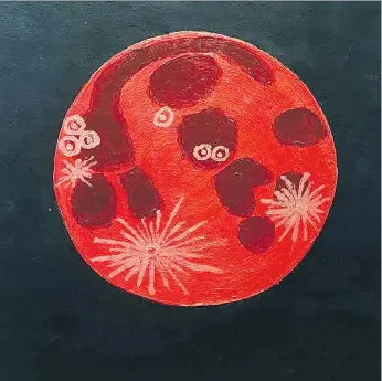  ??  ?? Blood Moon by Jack Coggins is on display at St. Thomas More Gallery.