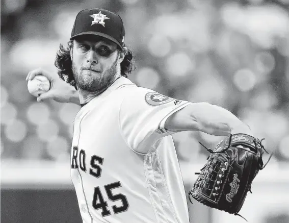  ?? Karen Warren / Staff photograph­er ?? No one has pitched better since the All-Star break than Gerrit Cole, who has gone 5-0 with a 2.25 ERA. That means he may be too rich for Astros blood next season.