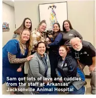  ?? ?? Sam got lots of love and cuddles from the staff at Arkansas’ Jacksonvil­le Animal Hospital