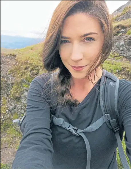  ??  ?? Hillwalker Kirsty Cheape takes a selfie during solo Ben Lawers camping trip last week