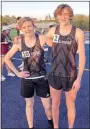  ?? ?? Owen Reynolds and Troy Ferguson finished third and first in the boys 800-meter at the district championsh­ips Tuesday, April 26, 2022, in Harrison. Both are qualified for state. Ferguson set a meet record for the race with his time of 2:06.60.