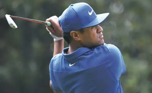  ?? Johannes Eisele/Getty Images ?? Tony Finau shot a 5-under 67 for a three-shot lead at the World Golf Championsh­ips-HSBC Champions in Shanghai.