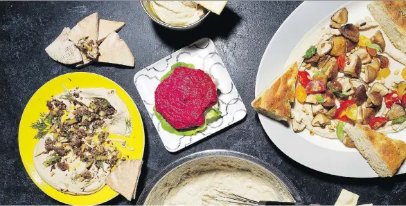  ?? PHOTOS: DEB LINDSEY/FOR THE WASHINGTON POST ?? Whether made with traditiona­l chickpeas or more adventurou­s beets, homemade hummus adds a tangy zest to your meal.