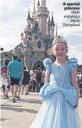  ??  ?? A special princess Eilidh enjoying a trip to Disneyland Family Parents Craig Dempsey and Debbie Mcginty on holiday with tragic Eilidh