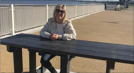  ??  ?? Cllr Sharon Tolan enjoying the new look Laytown promenade