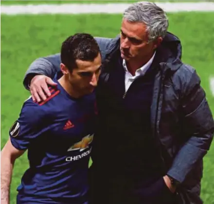  ??  ?? Jose Mourinho (right) says midfielder Henrikh Mkhitaryan can leave for the right price.