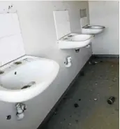  ?? Picture: PHUMELELE HLATI ?? BROKEN: Vandals have caused extensive damage to taps and basins at the Dumpy Adams stadium