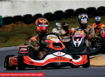  ?? ?? Emerson Vincent won Rotax Max Light.