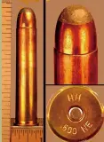  ??  ?? 两种常见的英国生产的­0.600英寸NE步枪弹。左为基诺克公司的产品，采用全被甲钝圆弹头，右为H&amp;H公司生产的产品，采用软尖弹头
