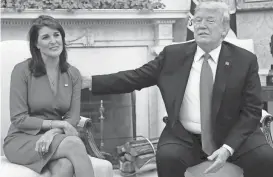  ?? JONATHAN ERNST/REUTERS FILE ?? Former President Donald Trump said on social media that former South Carolina Gov. Nikki Haley will not be his running mate. Haley ended her 2024 campaign to be president in March.