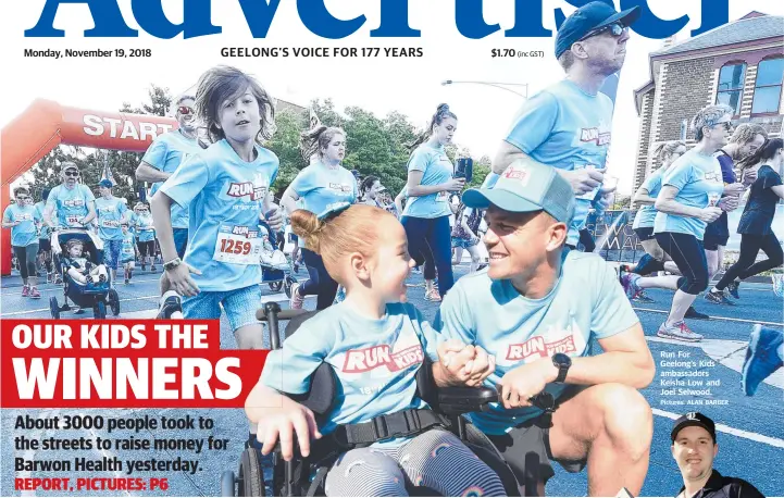  ?? Pictures: ALAN BARBER ?? Run For Geelong’s Kids ambassador­s Keisha Low and Joel Selwood.