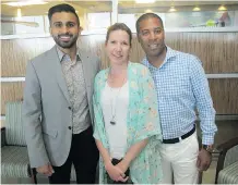  ?? BILL BROOKS ?? Prostate Cancer Centre’s Roby Brar, left, Alberta Health Services project manager Courtney Funk and Alberta Health Services project co-ordinator Neville Fleming.