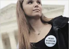  ?? CHIP SOMODEVILL­A GETTY IMAGES ?? Hundreds of protesters rally in Washington on Monday against the confirmati­on of Judge Brett Kavanaugh to the Supreme Court.