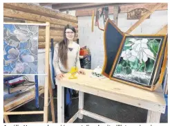  ?? ?? Aurélie Haugeard a créé son atelier de vitraillis­te en janvier dernier, route de Lapenty.