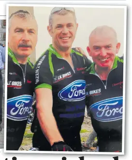  ??  ?? ABOVE: Garda Charlie Jordan with Garda colleagues yesterday, Wednesday. RIGHT: Charlie on a cycle with Garda colleagues Con Lee and Louis Moran.