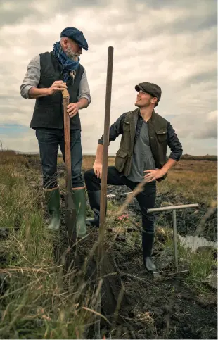  ??  ?? Pictured right: Keen whisky enthusiast­s Sam & Graham find out why peat helps to give Laphroaig its distinctiv­e smoky flavour