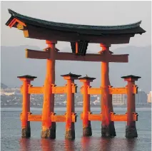  ??  ?? The Great Torii marks the entrance to the Itsukushim­a Shrine.